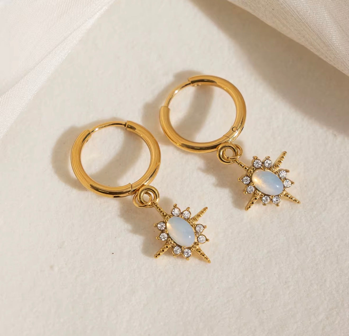 Opal Star Hoops