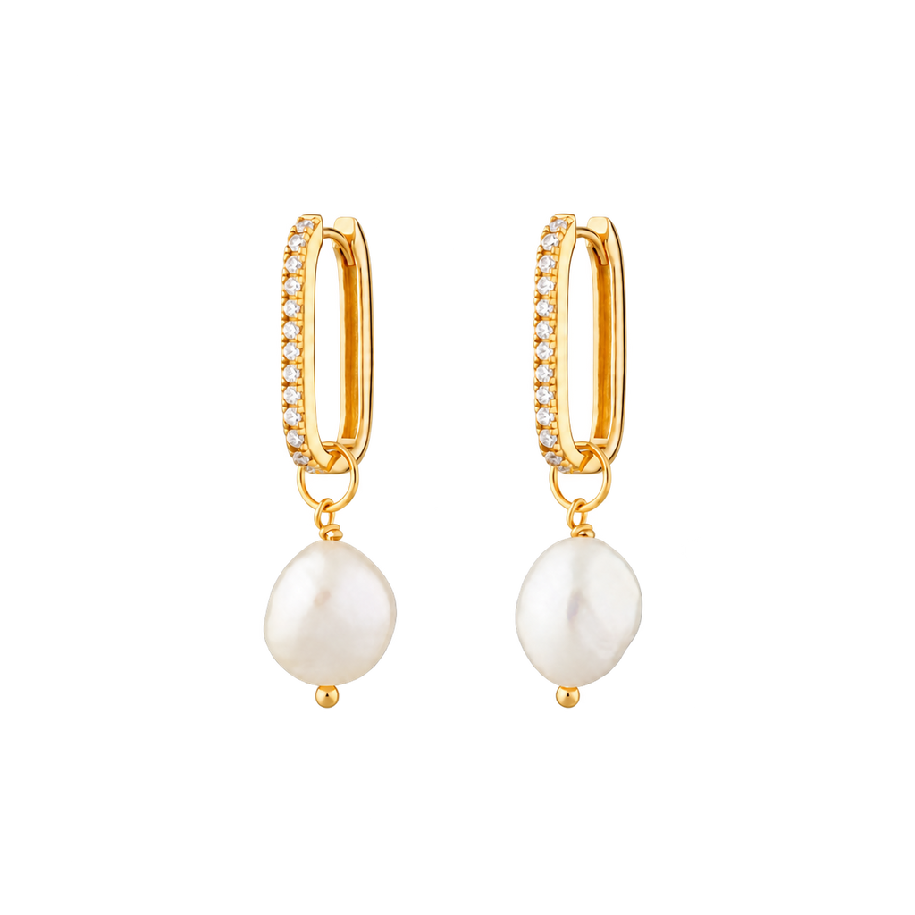 Lumi Pearl Retangle Hoops