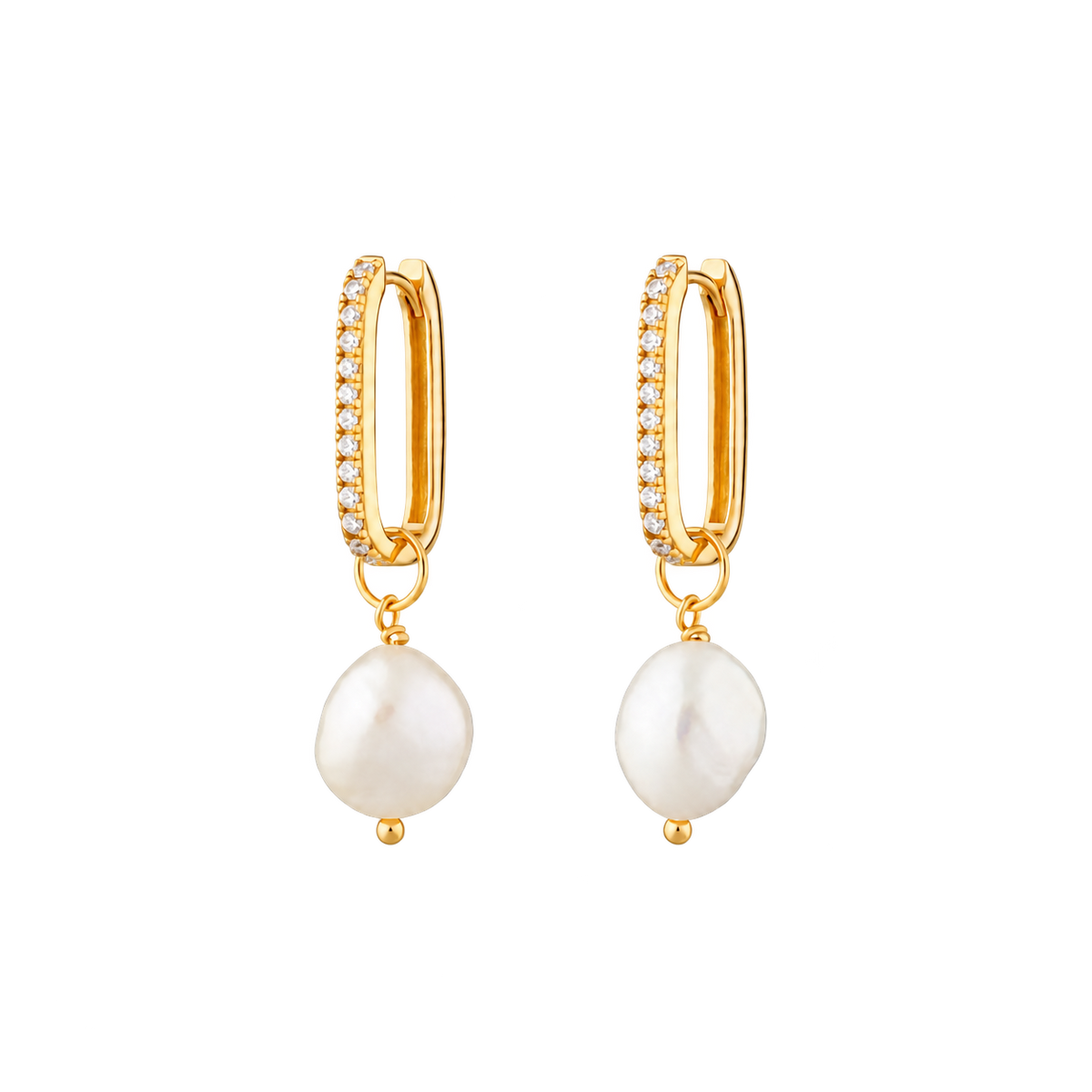 Lumi Pearl Retangle Hoops
